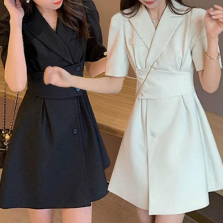 오피스룩 단정한 클래식 랩 미니원피스 2컬러 여름