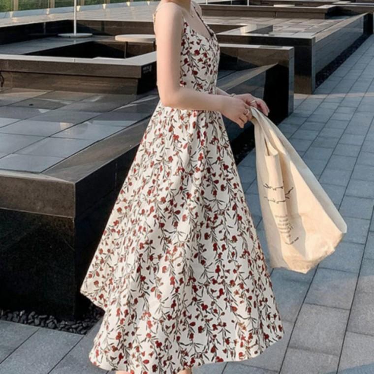 봄 플라워 러블리 여름 끈썸머원피스 데이트룩 비치룩