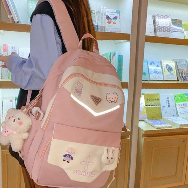 10대 학교 책가방 새학기 캐주얼 백팩 핑크 색상 학생 책가방
