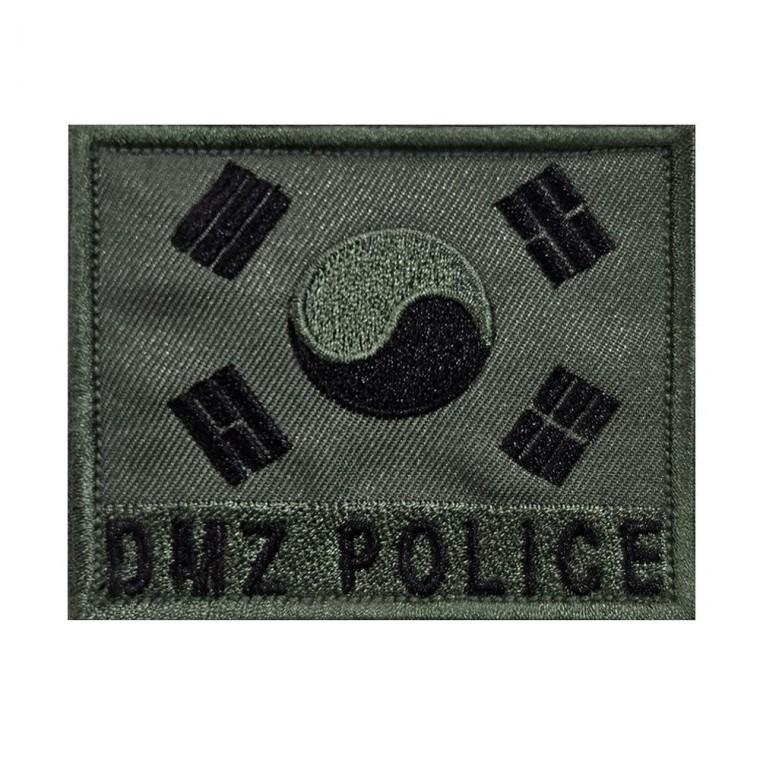 DMZ POLICE 태극기 패치 와펜 국방색 폴리스 자수 부착용 가방 모자 데코