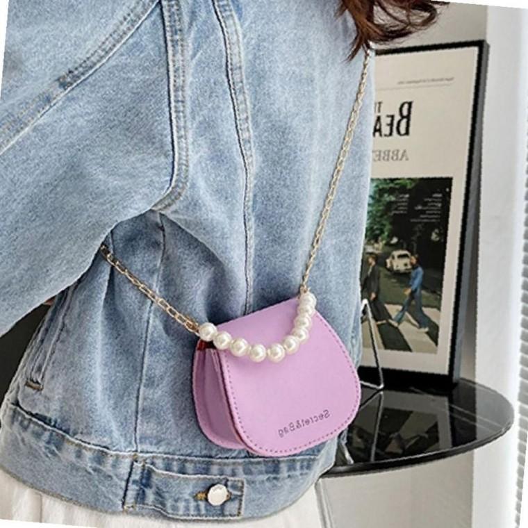 여성 미니 핸드백 퍼플 캐주얼 숄더백 데일리 토트백 가방