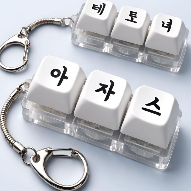 LED 3구 키캡 키링 클리커 클릭 키보드 자동차 가방 인형 키홀더 차키 피젯토이