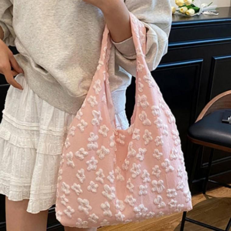 꽃무늬 가방 숄더 화이트 캔버스 백 여성 데일리
