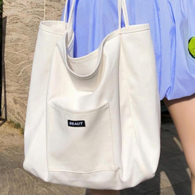 백 숄더 여성 에코 쇼퍼 캔버스 가방 데일리