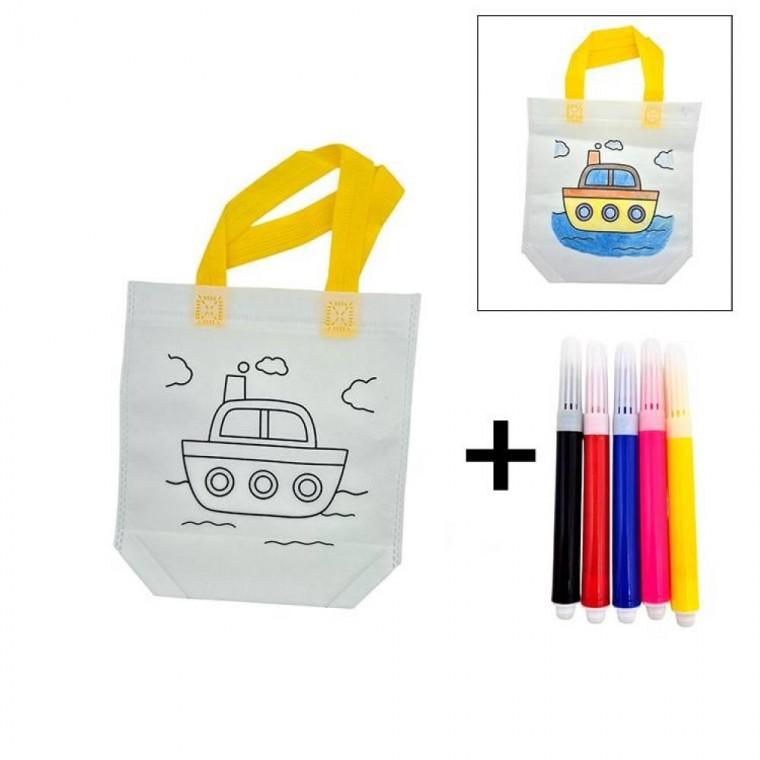 DIY 컬러링 부직포 가방 세트 통통배 토트백 캔버스백 만들기 체험 핸드메이드