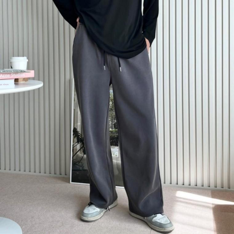 밴딩 와이드팬츠 통바지 남성 추리닝 기본 데일리