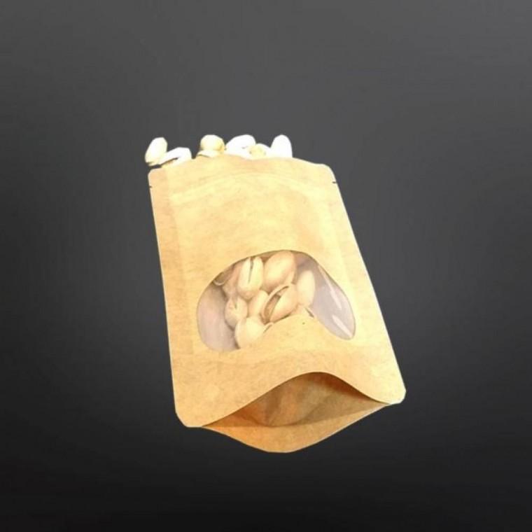 무지 크라프트 창 지퍼 스탠드 13X 20cm 밑7 100매