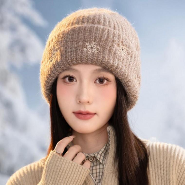 여성 겨울 벙거지 보온 눈꽃 비니 니트 모자 털모자