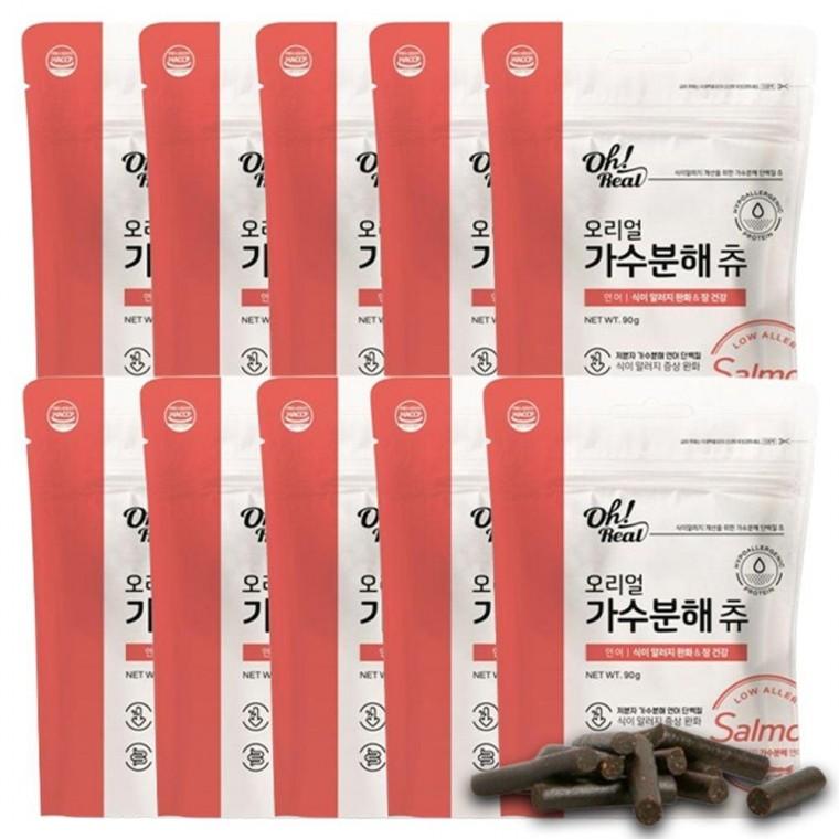 간식 장건강 연어 변냄새 강아지 90g 10P 가수분해