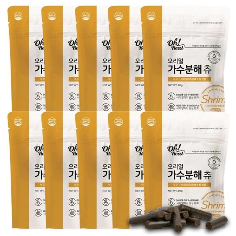 강아지 장건강 10P 변냄새 간식 90g 새우 가수분해