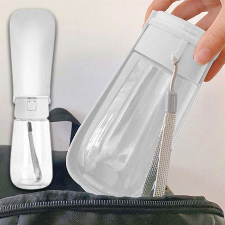 강아지 원터치 450ml 휴대용 산책 1P 물통 접이식