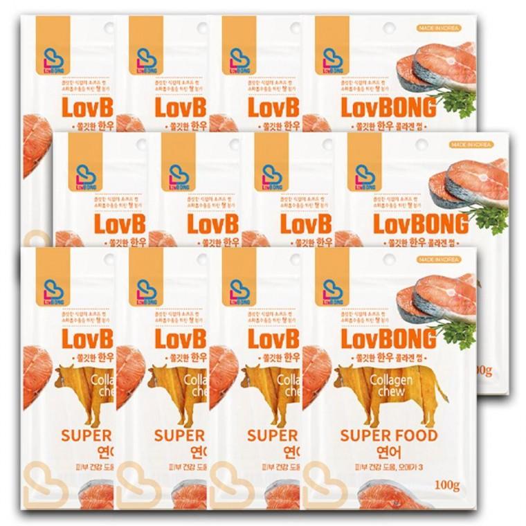 부드러운덴탈껌 강아지 콜라겐 연어 한우 12P 소프트 100g