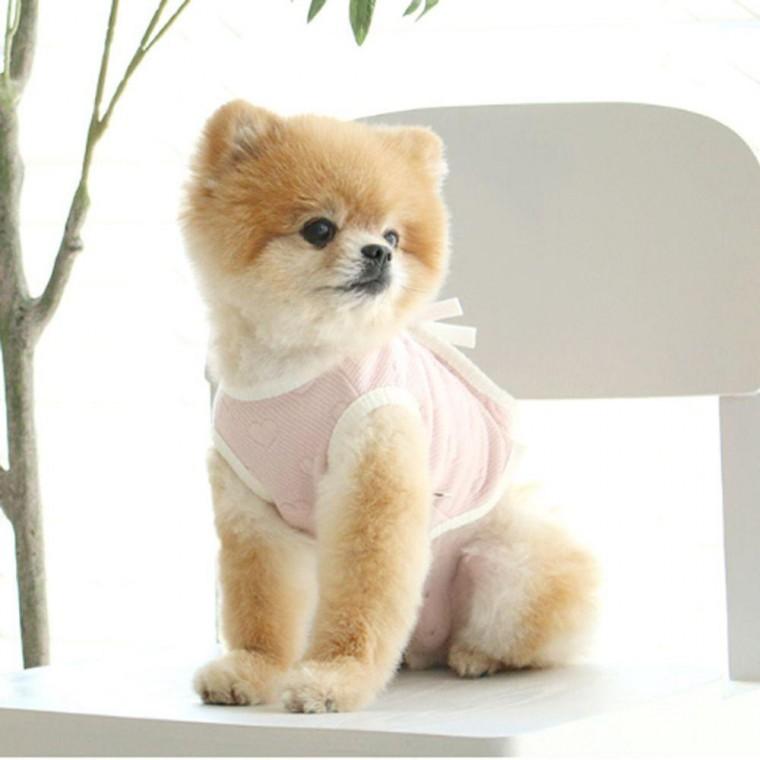사계절조끼 강아지 1P 조끼 나시 에어메쉬 XL 핑크 누빔 데일리