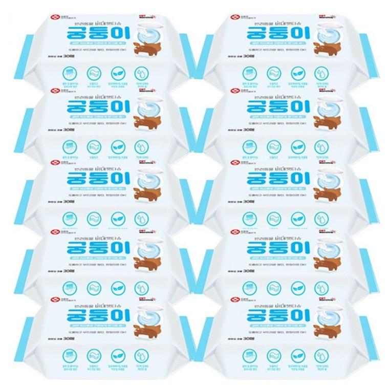 반려견똥꼬티슈 부드러운 물티슈 30매입 강아지 위생 10P 비데 엉덩이