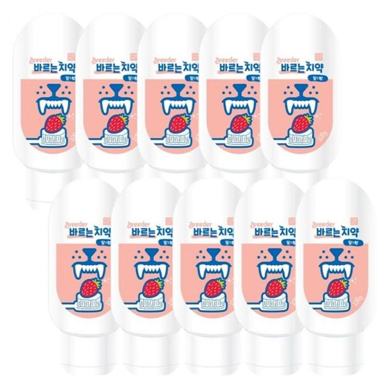 반려견바르는치약 강아지 10P 100g 딸기향 바르는 양치 치약