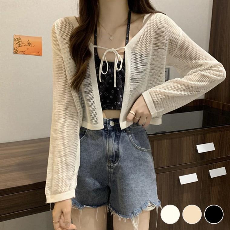 얇은 망사 숏끈 가디건 데일리 여성가디건