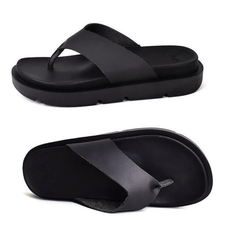 블랙 플랫폼 조리슬리퍼 남성 여성 데일리 가죽쪼리