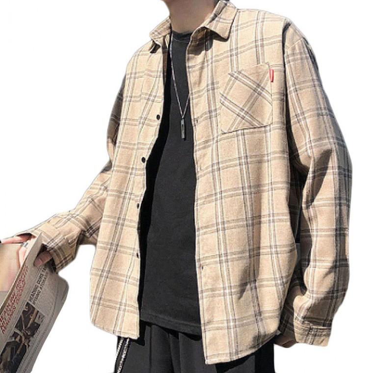 남성 체크 남방 긴팔 셔츠 데일리룩