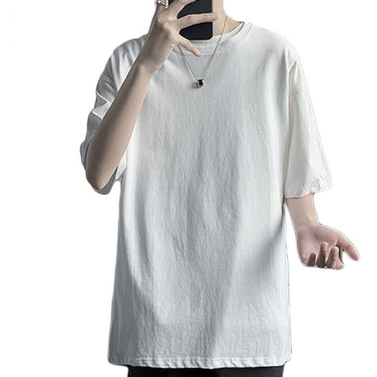 남성 무지 라운드 반팔 티셔츠
