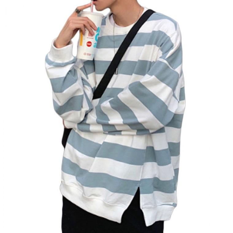 남성 스트라이프 긴팔 티셔츠 캐주얼