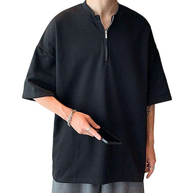남성 반집업 반팔 티셔츠 여름 데일리