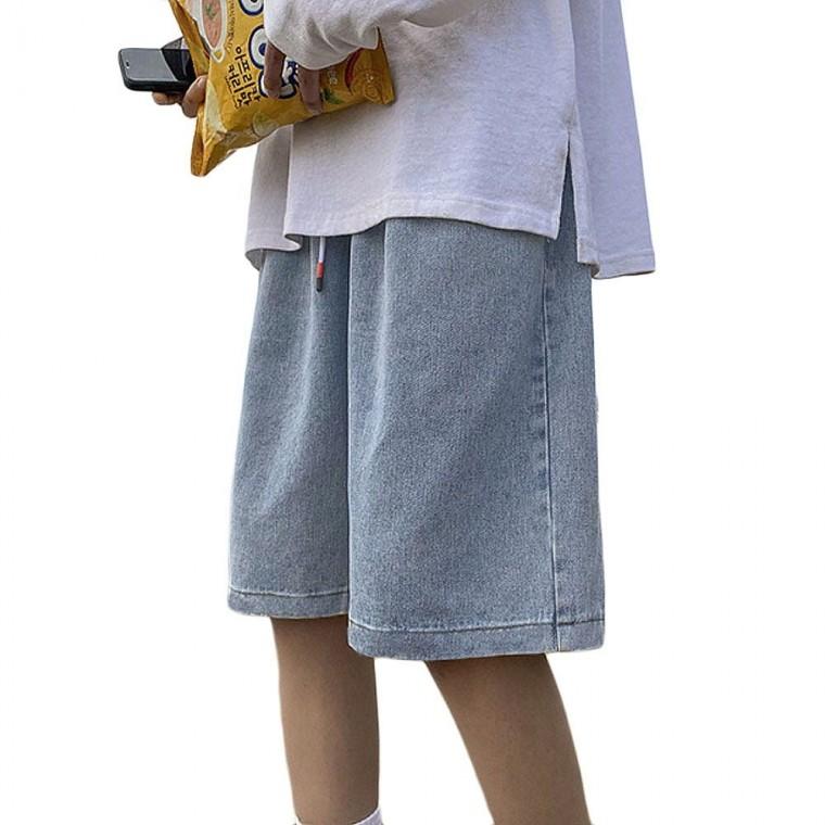 남성 와이드핏 데님 반바지 캐주얼 팬츠