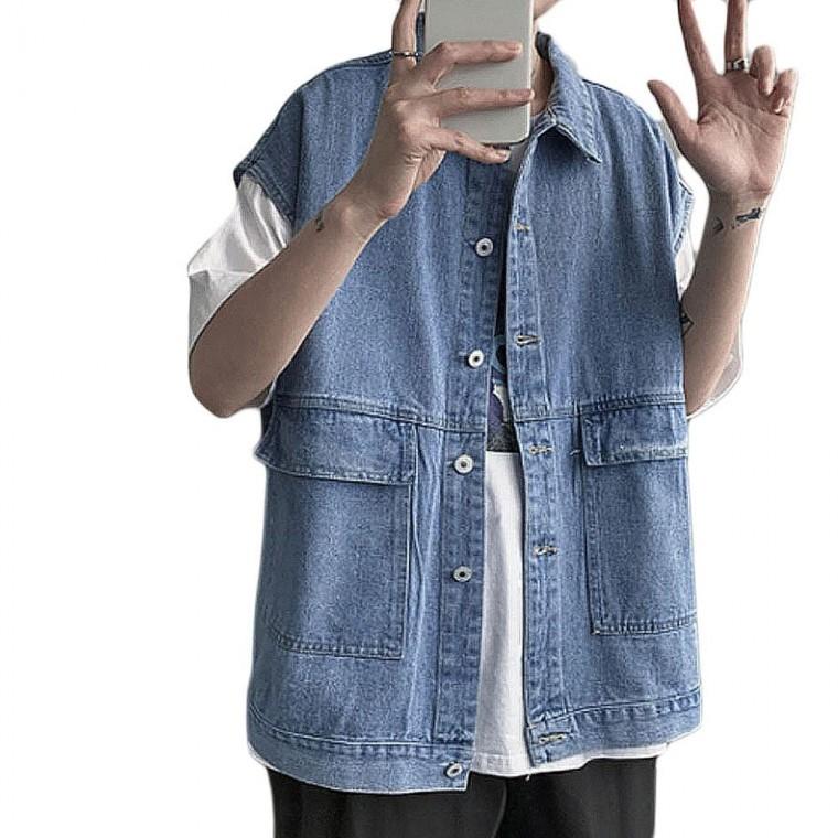 남성 오버핏 청조끼 데일리 베스트