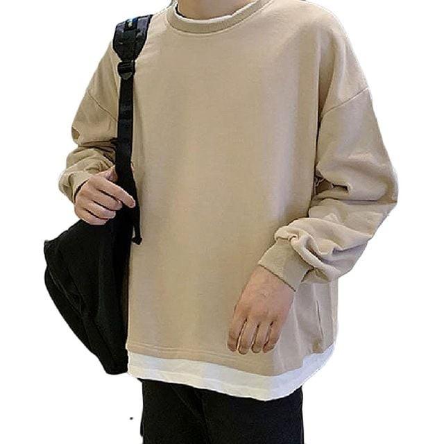 남성 무지 긴팔 맨투맨 오버핏 티셔츠