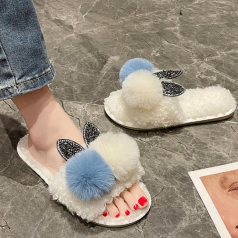 여성 털슬리퍼 토끼 캐릭터 사무실 실내화 슬리퍼 귀여운 거실화