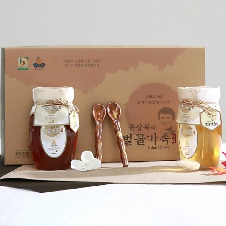 윤상복의 벌꿀가족 4호(아카시아600g+잡화600g+우드스픈)