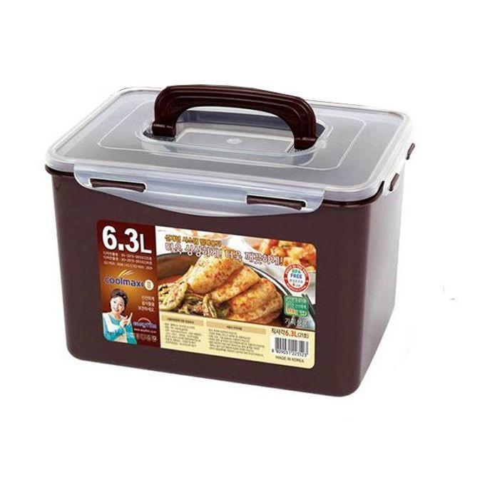 쿨맥시 밀폐용기 김치통 정리 반찬통 사각 21호 6.3L