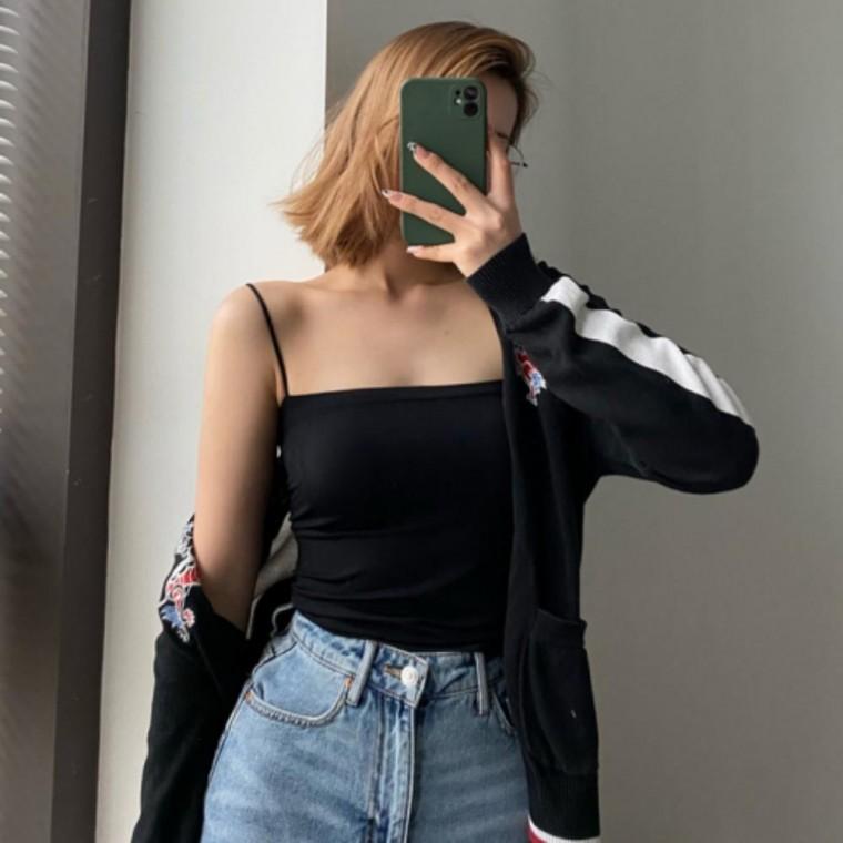 캐미솔 끈나시 브라탑 여성 캡내장 이너 기본