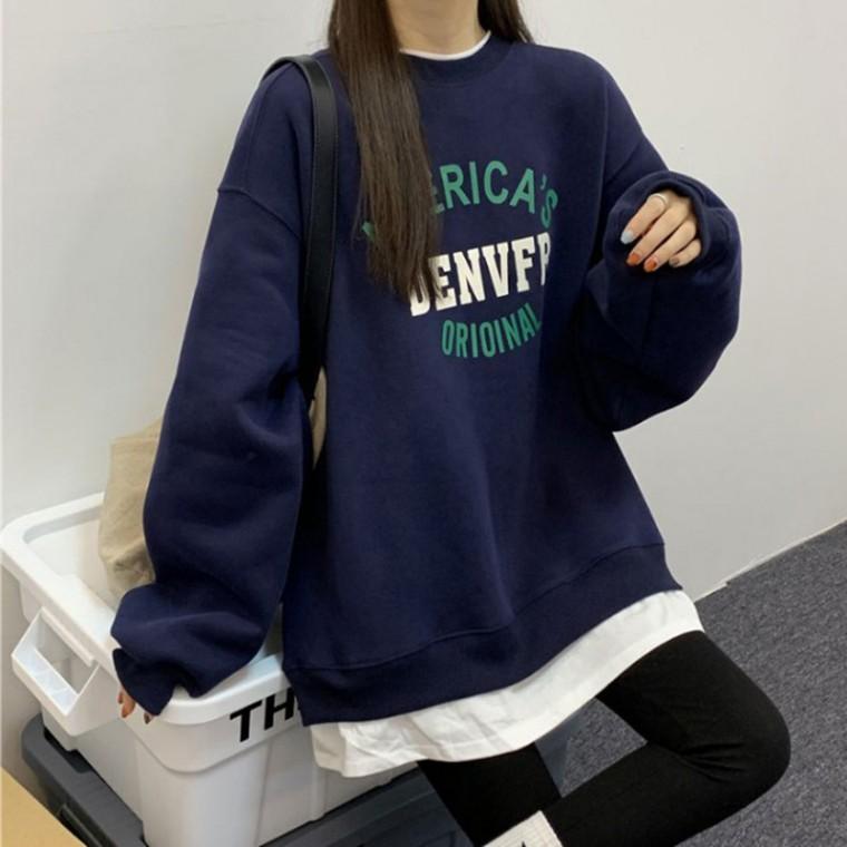 아메리카 덴버 레터링 긴팔 맨투맨 티셔츠 박스핏