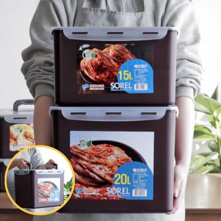 국산 김치통 손잡이 김치 보관 밀폐용기 15L 20L