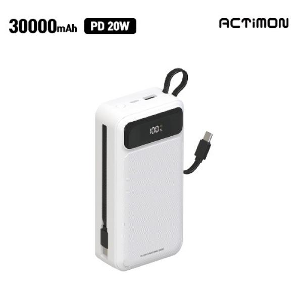 [액티몬] LCD PD20W 30000미리  C타입 일체형  보조배터리 M-LCD-PD20W-30000