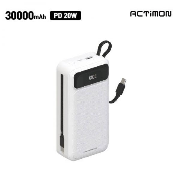 [액티몬] PD 20W 고속 듀얼 일체형 C타입 보조배터리 M-LCD-PD20W-30000 - 30000mAh
