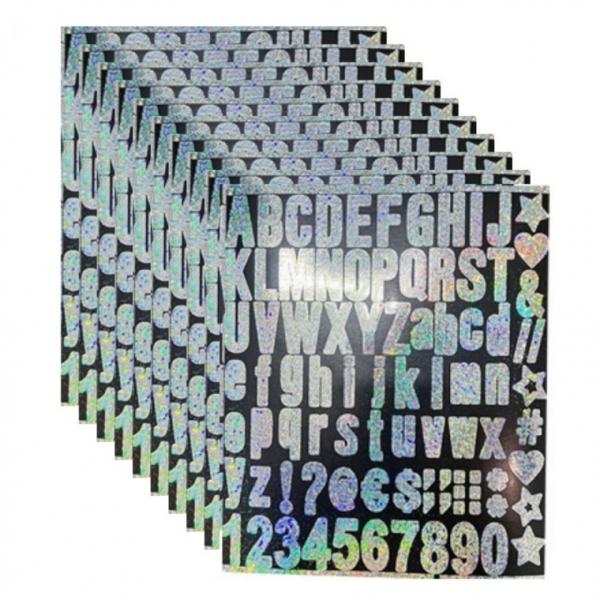 실버 글리터 반짝이 알파벳 숫자 스티커 890pcs 10매