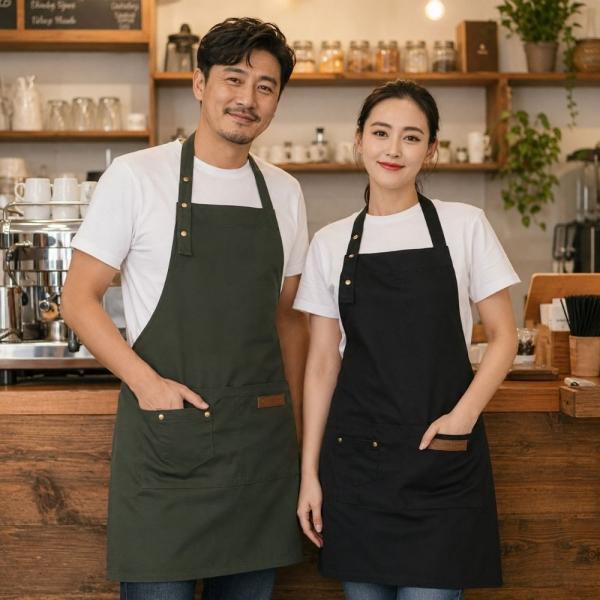 목 길이조절 멀티포켓 앞치마 바리스타 주방 공방 캔버스 앞치마
