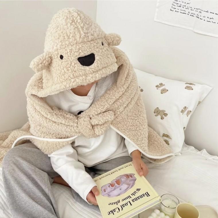 [히트템] 곰돌이 망토담요 후드 담요 입는 담요 귀여운 후드담요 3color