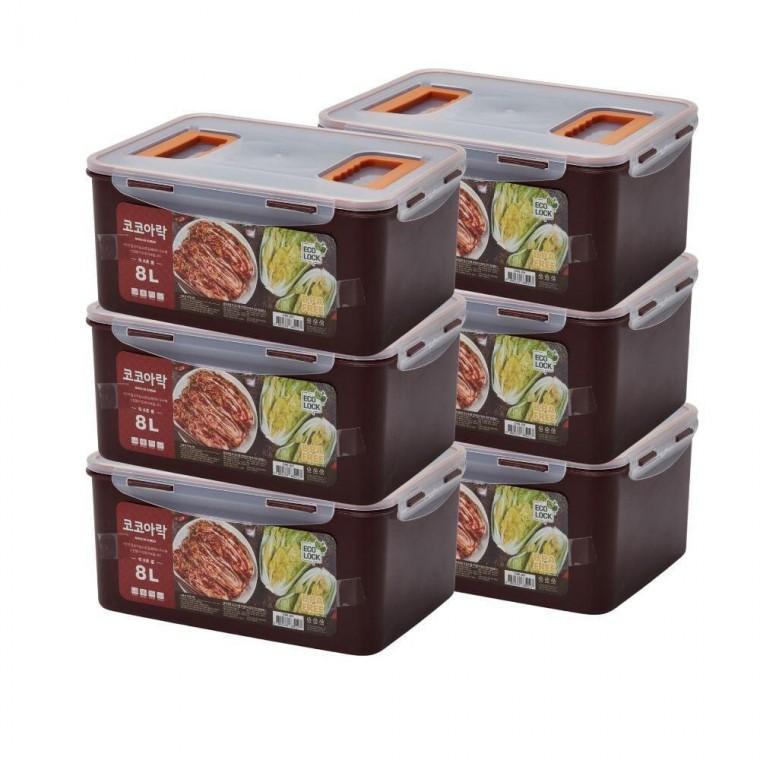 국산 진공 김치통 3+3 김치 보관용기 밀폐용기 8L
