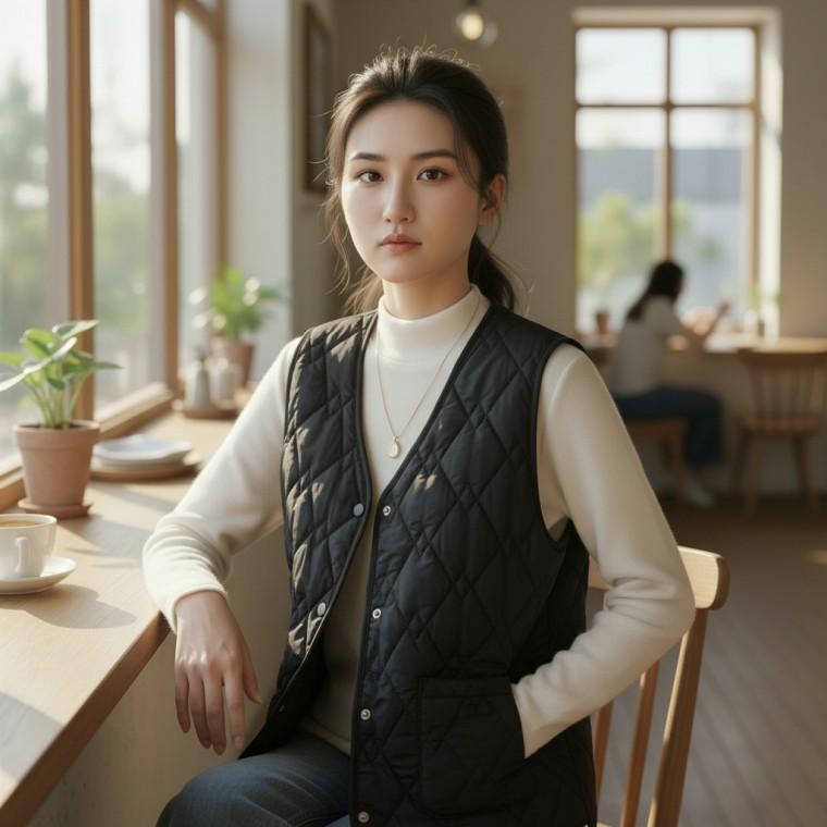 [제반] 조끼 니트조끼 여성조끼 경량패딩조끼 조끼베스트 김장조끼 조끼코디 니트조끼코디 캠핑조끼 블랙