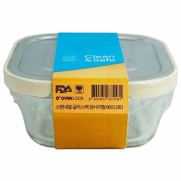 오븐락 스텐 내열글라스팩 정사각형 3호 800ml(875581)