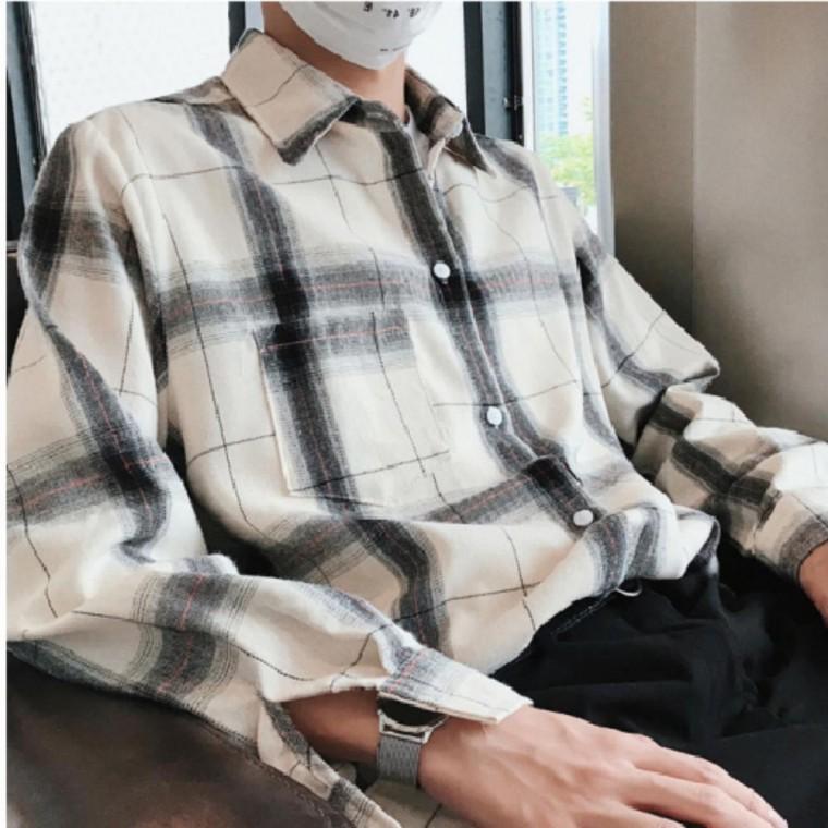 남자 루즈핏 체크 셔츠 남방 모던 어반 캐주얼 빈티지 남녀공용