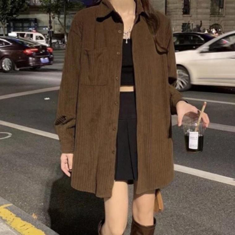 여성 루즈핏 롱셔츠 골지 셔츠 남방 캐주얼 스트릿 무드 데일리