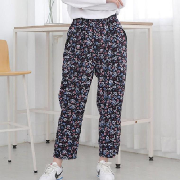 여성 꽃무늬 몸빼바지 밴딩 팬츠 촌캉스 작업복 지퍼 홈웨어 라운지
