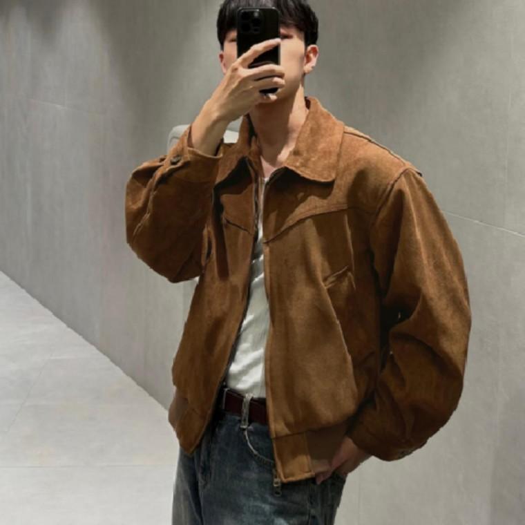 남성 스웨이드 블루종 자켓 점퍼 캐쥬얼 클래식 모던 빈티지