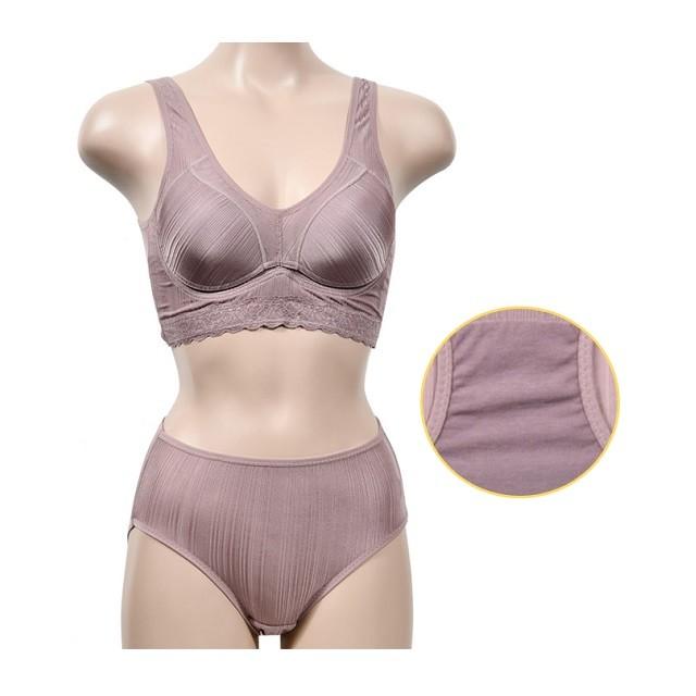 노와이어 몰드 인견 런닌형 브라팬티세트 - 코코아