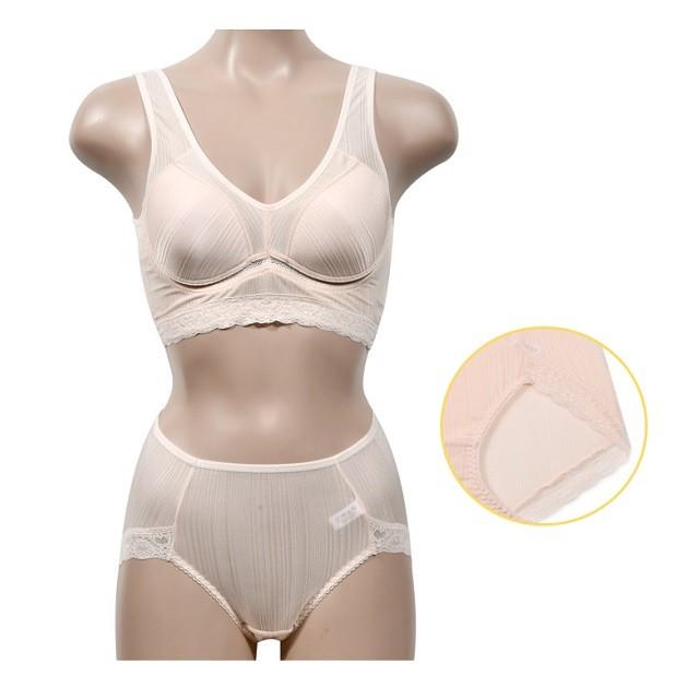 레이스 노와이어 몰드 런닝형 브라팬티세트 - 베이지