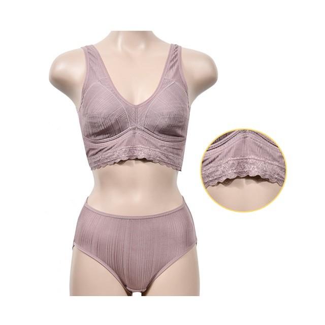 인견 노와이어 부직포 런닝형 브라팬티세트 - 코코아