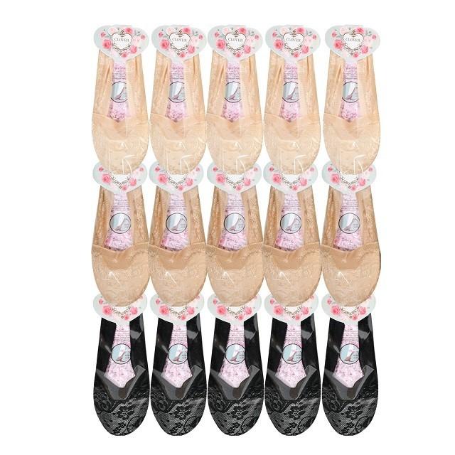 논슬립 매쉬 플라워 여성 패션 덧신 페이크양말 5켤레